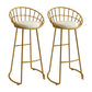 Low Back Bar Stools Glam Metal Dining Stools with Metal Base Gold 2 Piece Set Round Clearhalo 'Bar Furniture' 'Bar Stools' 'bar_stools' 'furn' 'furn_bar_stools' 'Furniture' 'Kitchen & Dining Furniture' 7499887