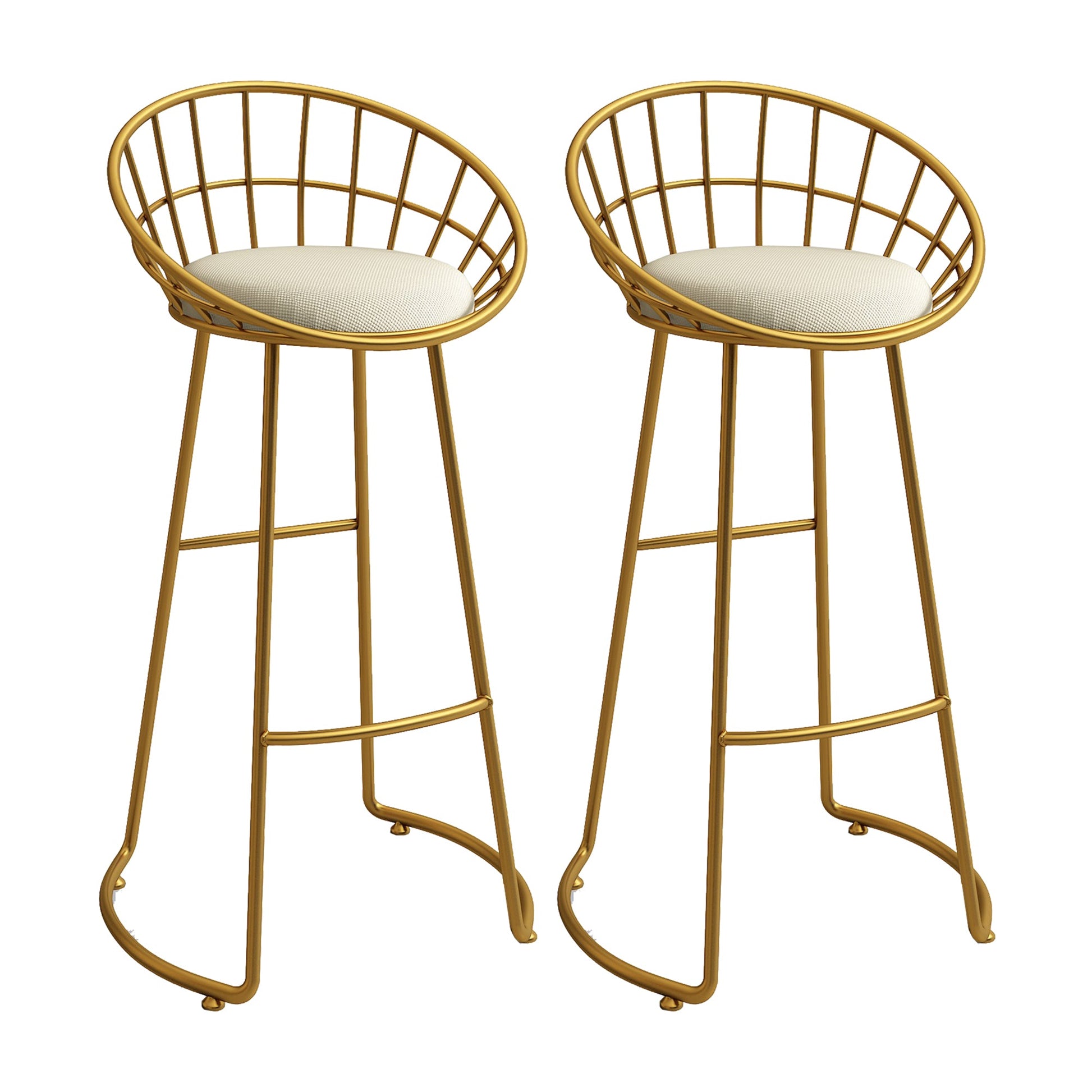 Low Back Bar Stools Glam Metal Dining Stools with Metal Base Gold 2 Piece Set Round Clearhalo 'Bar Furniture' 'Bar Stools' 'bar_stools' 'furn' 'furn_bar_stools' 'Furniture' 'Kitchen & Dining Furniture' 7499887