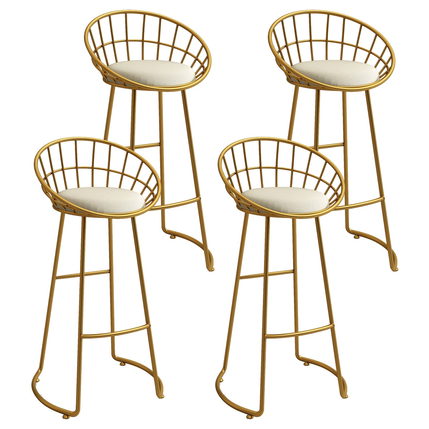 Low Back Bar Stools Glam Metal Dining Stools with Metal Base Gold 4 Piece Set Round Clearhalo 'Bar Furniture' 'Bar Stools' 'bar_stools' 'furn' 'furn_bar_stools' 'Furniture' 'Kitchen & Dining Furniture' 7499889