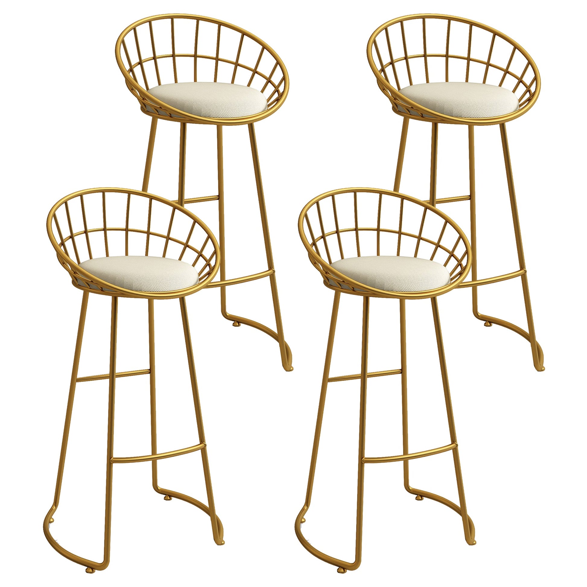 Low Back Bar Stools Glam Metal Dining Stools with Metal Base Gold 4 Piece Set Round Clearhalo 'Bar Furniture' 'Bar Stools' 'bar_stools' 'furn' 'furn_bar_stools' 'Furniture' 'Kitchen & Dining Furniture' 7499889