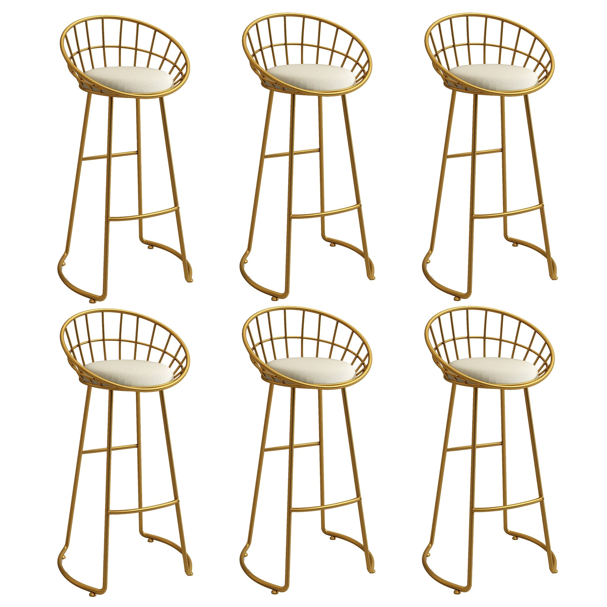 Low Back Bar Stools Glam Metal Dining Stools with Metal Base Gold 6 Piece Set Round Clearhalo 'Bar Furniture' 'Bar Stools' 'bar_stools' 'furn' 'furn_bar_stools' 'Furniture' 'Kitchen & Dining Furniture' 7499891