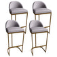 Low Back Bar Stools Glam Metal Dining Stools with Metal Base Gold 4 Piece Set Bucket Clearhalo 'Bar Furniture' 'Bar Stools' 'bar_stools' 'furn' 'furn_bar_stools' 'Furniture' 'Kitchen & Dining Furniture' 7499899