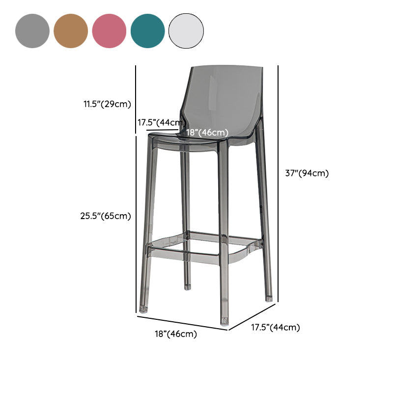 Contemporary Acrylic Bar Stools Low Back Indoor Counter Chair