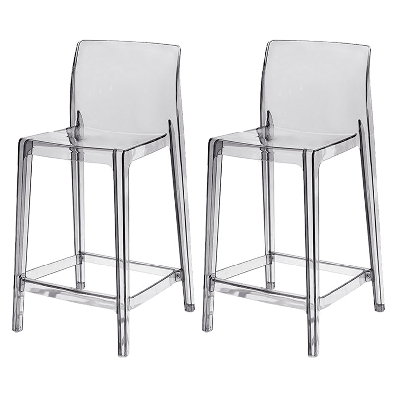 Contemporary Acrylic Counter Chair Low Back Indoor Bar Stools Grey 2 Piece Set Counter Stool(26"H) Clearhalo 'Bar Furniture' 'Bar Stools' 'bar_stools' 'furn' 'furn_bar_stools' 'Furniture' 'Kitchen & Dining Furniture' 7499962