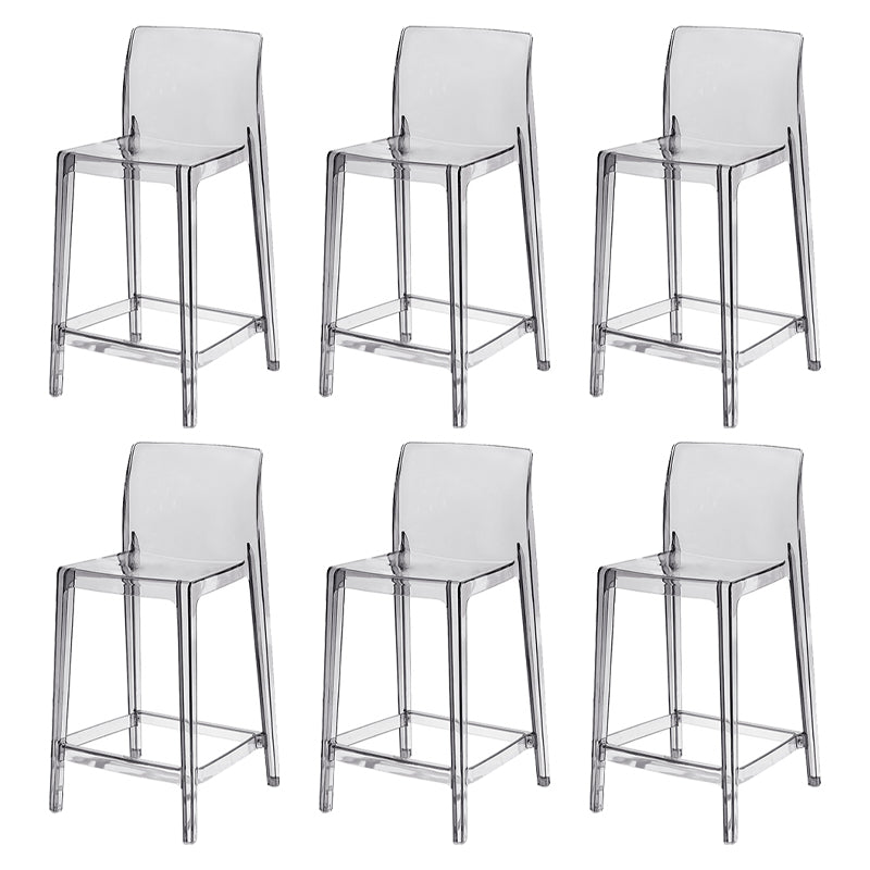 Contemporary Acrylic Counter Chair Low Back Indoor Bar Stools Grey 6 Piece Set Counter Stool(26"H) Clearhalo 'Bar Furniture' 'Bar Stools' 'bar_stools' 'furn' 'furn_bar_stools' 'Furniture' 'Kitchen & Dining Furniture' 7499965