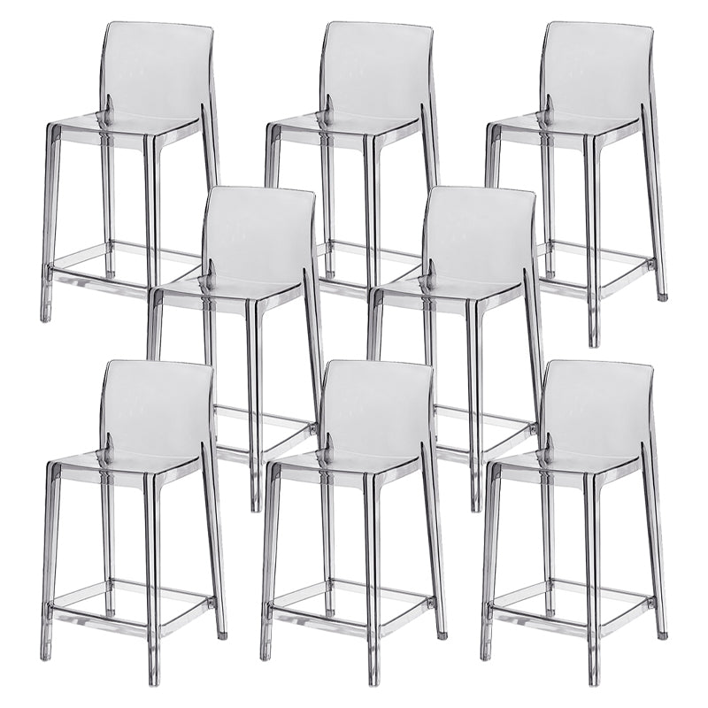 Contemporary Acrylic Counter Chair Low Back Indoor Bar Stools Grey 8 Piece Set Counter Stool(26"H) Clearhalo 'Bar Furniture' 'Bar Stools' 'bar_stools' 'furn' 'furn_bar_stools' 'Furniture' 'Kitchen & Dining Furniture' 7499968