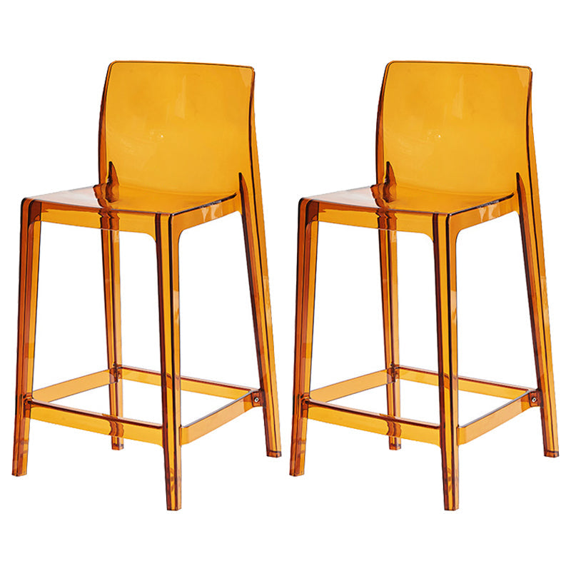 Contemporary Acrylic Counter Chair Low Back Indoor Bar Stools Brown 2 Piece Set Counter Stool(26"H) Clearhalo 'Bar Furniture' 'Bar Stools' 'bar_stools' 'furn' 'furn_bar_stools' 'Furniture' 'Kitchen & Dining Furniture' 7499972