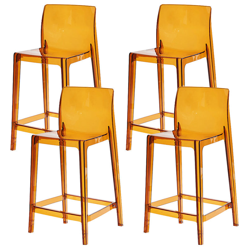Contemporary Acrylic Counter Chair Low Back Indoor Bar Stools Brown 4 Piece Set Counter Stool(26"H) Clearhalo 'Bar Furniture' 'Bar Stools' 'bar_stools' 'furn' 'furn_bar_stools' 'Furniture' 'Kitchen & Dining Furniture' 7499974