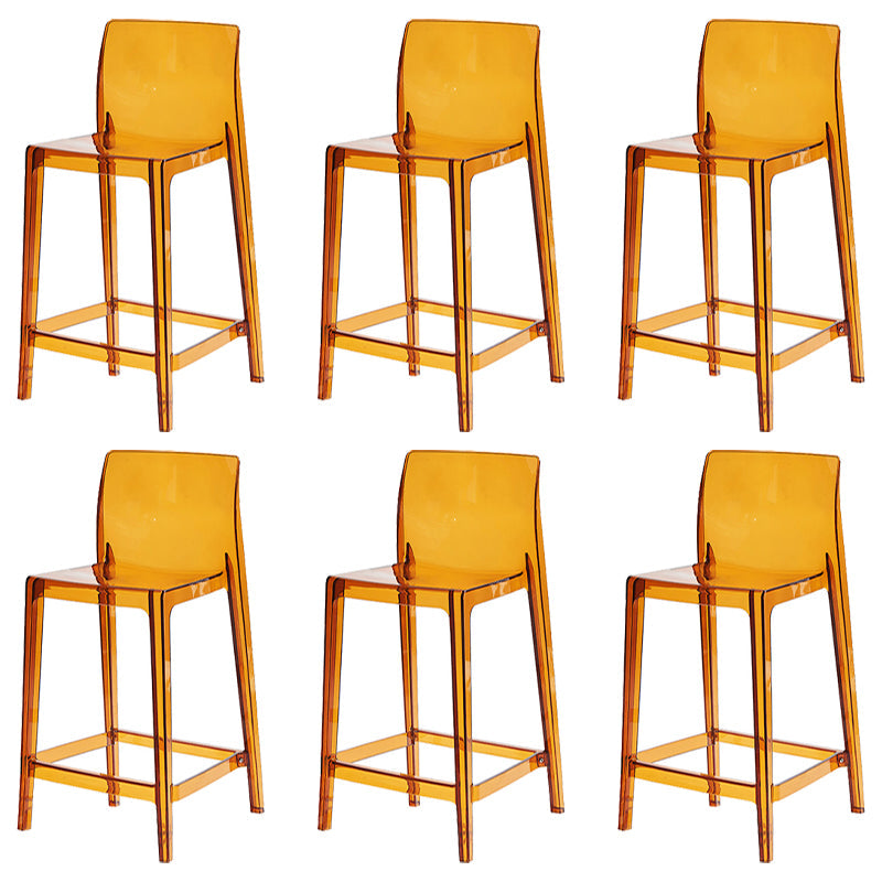 Contemporary Acrylic Counter Chair Low Back Indoor Bar Stools Brown 6 Piece Set Counter Stool(26"H) Clearhalo 'Bar Furniture' 'Bar Stools' 'bar_stools' 'furn' 'furn_bar_stools' 'Furniture' 'Kitchen & Dining Furniture' 7499976