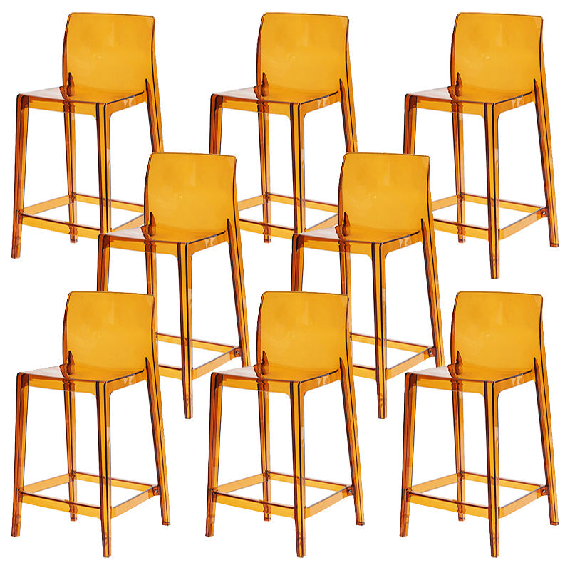 Contemporary Acrylic Counter Chair Low Back Indoor Bar Stools Brown 8 Piece Set Counter Stool(26"H) Clearhalo 'Bar Furniture' 'Bar Stools' 'bar_stools' 'furn' 'furn_bar_stools' 'Furniture' 'Kitchen & Dining Furniture' 7499978