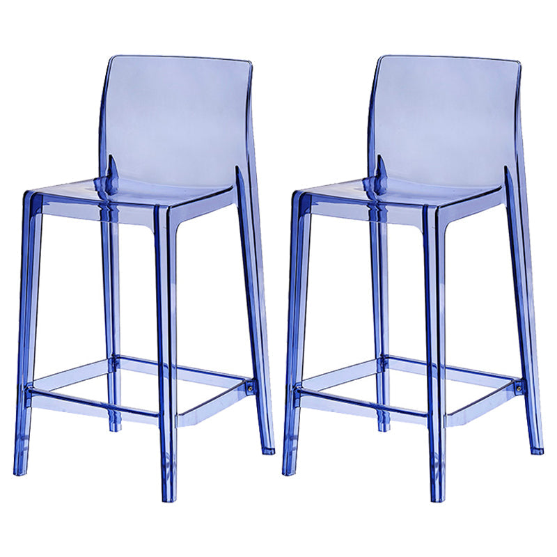 Contemporary Acrylic Counter Chair Low Back Indoor Bar Stools Blue 2 Piece Set Counter Stool(26"H) Clearhalo 'Bar Furniture' 'Bar Stools' 'bar_stools' 'furn' 'furn_bar_stools' 'Furniture' 'Kitchen & Dining Furniture' 7499981