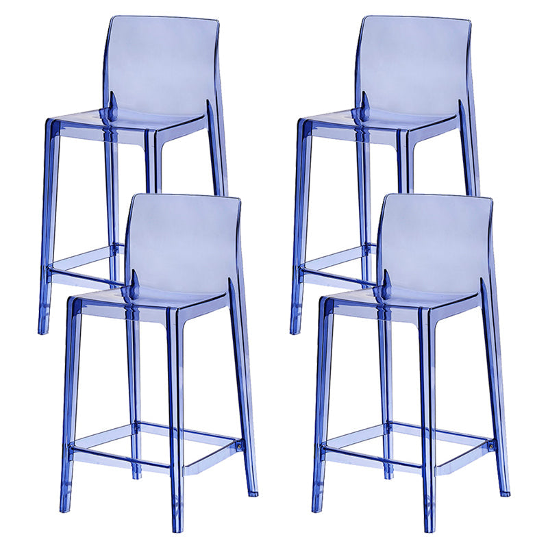 Contemporary Acrylic Counter Chair Low Back Indoor Bar Stools Blue 4 Piece Set Counter Stool(26"H) Clearhalo 'Bar Furniture' 'Bar Stools' 'bar_stools' 'furn' 'furn_bar_stools' 'Furniture' 'Kitchen & Dining Furniture' 7499982