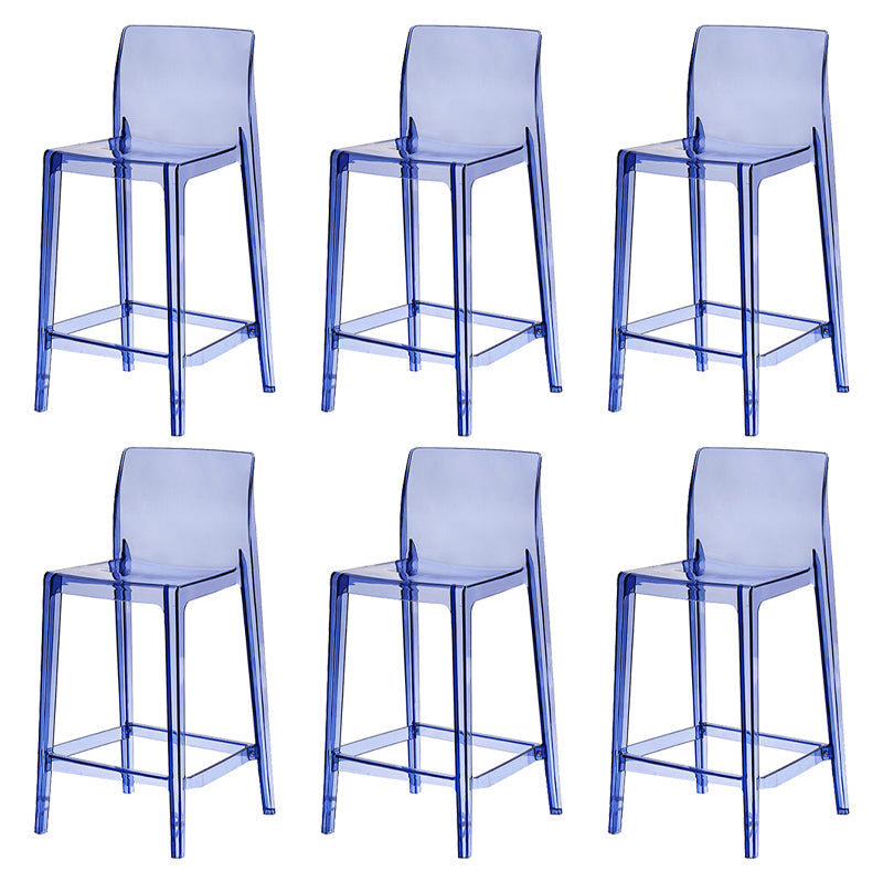Contemporary Acrylic Counter Chair Low Back Indoor Bar Stools Blue 6 Piece Set Counter Stool(26"H) Clearhalo 'Bar Furniture' 'Bar Stools' 'bar_stools' 'furn' 'furn_bar_stools' 'Furniture' 'Kitchen & Dining Furniture' 7499983