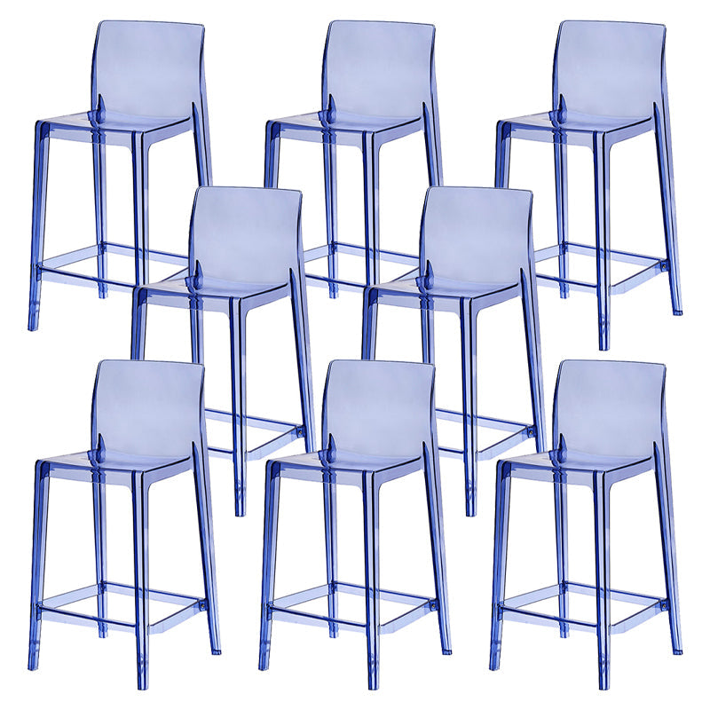 Contemporary Acrylic Counter Chair Low Back Indoor Bar Stools Blue 8 Piece Set Counter Stool(26"H) Clearhalo 'Bar Furniture' 'Bar Stools' 'bar_stools' 'furn' 'furn_bar_stools' 'Furniture' 'Kitchen & Dining Furniture' 7499984