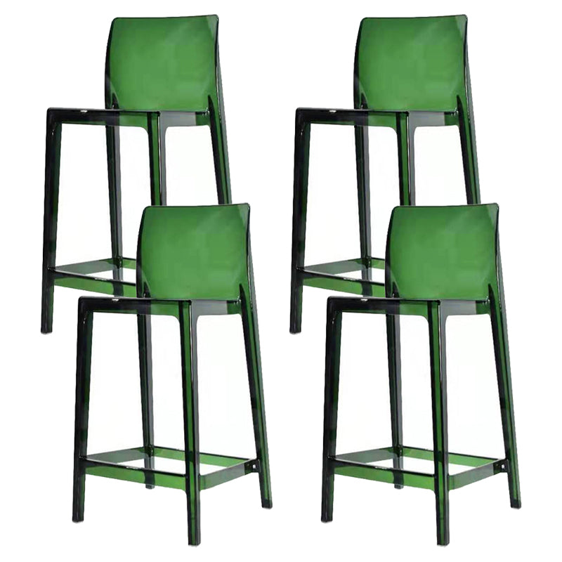 Contemporary Acrylic Counter Chair Low Back Indoor Bar Stools Green 4 Piece Set Counter Stool(26"H) Clearhalo 'Bar Furniture' 'Bar Stools' 'bar_stools' 'furn' 'furn_bar_stools' 'Furniture' 'Kitchen & Dining Furniture' 7499987