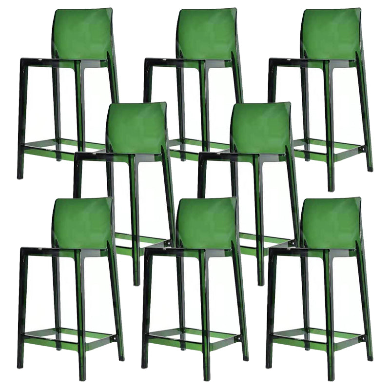 Contemporary Acrylic Counter Chair Low Back Indoor Bar Stools Green 8 Piece Set Counter Stool(26"H) Clearhalo 'Bar Furniture' 'Bar Stools' 'bar_stools' 'furn' 'furn_bar_stools' 'Furniture' 'Kitchen & Dining Furniture' 7499989