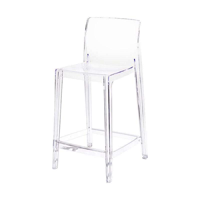 Contemporary Acrylic Counter Chair Low Back Indoor Bar Stools Clear 1 Piece Counter Stool(26"H) Clearhalo 'Bar Furniture' 'Bar Stools' 'bar_stools' 'furn' 'furn_bar_stools' 'Furniture' 'Kitchen & Dining Furniture' 7499990