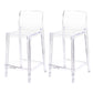 Contemporary Acrylic Counter Chair Low Back Indoor Bar Stools Clear 2 Piece Set Counter Stool(26"H) Clearhalo 'Bar Furniture' 'Bar Stools' 'bar_stools' 'furn' 'furn_bar_stools' 'Furniture' 'Kitchen & Dining Furniture' 7499991