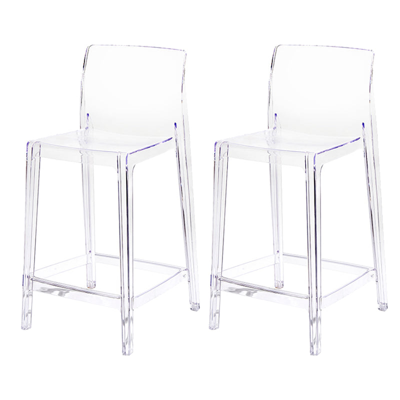 Contemporary Acrylic Counter Chair Low Back Indoor Bar Stools Clear 2 Piece Set Counter Stool(26"H) Clearhalo 'Bar Furniture' 'Bar Stools' 'bar_stools' 'furn' 'furn_bar_stools' 'Furniture' 'Kitchen & Dining Furniture' 7499991
