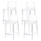 Contemporary Acrylic Counter Chair Low Back Indoor Bar Stools Clear 4 Piece Set Counter Stool(26"H) Clearhalo 'Bar Furniture' 'Bar Stools' 'bar_stools' 'furn' 'furn_bar_stools' 'Furniture' 'Kitchen & Dining Furniture' 7499992