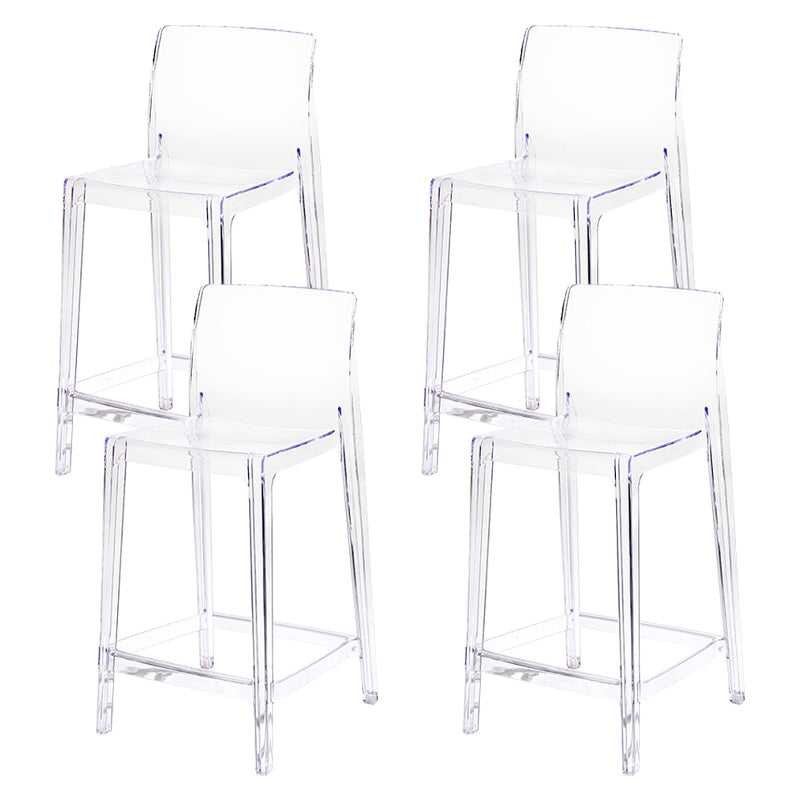 Contemporary Acrylic Counter Chair Low Back Indoor Bar Stools Clear 4 Piece Set Counter Stool(26"H) Clearhalo 'Bar Furniture' 'Bar Stools' 'bar_stools' 'furn' 'furn_bar_stools' 'Furniture' 'Kitchen & Dining Furniture' 7499992