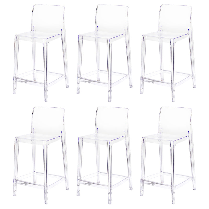 Contemporary Acrylic Counter Chair Low Back Indoor Bar Stools Clear 6 Piece Set Counter Stool(26"H) Clearhalo 'Bar Furniture' 'Bar Stools' 'bar_stools' 'furn' 'furn_bar_stools' 'Furniture' 'Kitchen & Dining Furniture' 7499993