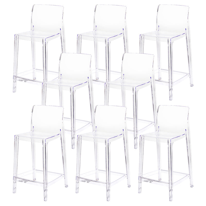 Contemporary Acrylic Counter Chair Low Back Indoor Bar Stools Clear 8 Piece Set Counter Stool(26"H) Clearhalo 'Bar Furniture' 'Bar Stools' 'bar_stools' 'furn' 'furn_bar_stools' 'Furniture' 'Kitchen & Dining Furniture' 7499994