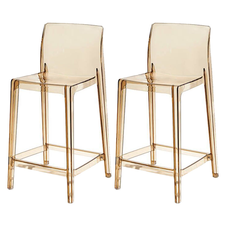 Contemporary Acrylic Counter Chair Low Back Indoor Bar Stools Khaki 2 Piece Set Counter Stool(26"H) Clearhalo 'Bar Furniture' 'Bar Stools' 'bar_stools' 'furn' 'furn_bar_stools' 'Furniture' 'Kitchen & Dining Furniture' 7499996