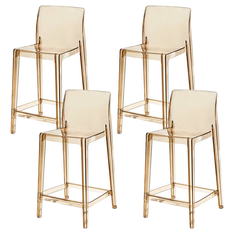Contemporary Acrylic Counter Chair Low Back Indoor Bar Stools Khaki 4 Piece Set Counter Stool(26"H) Clearhalo 'Bar Furniture' 'Bar Stools' 'bar_stools' 'furn' 'furn_bar_stools' 'Furniture' 'Kitchen & Dining Furniture' 7499997