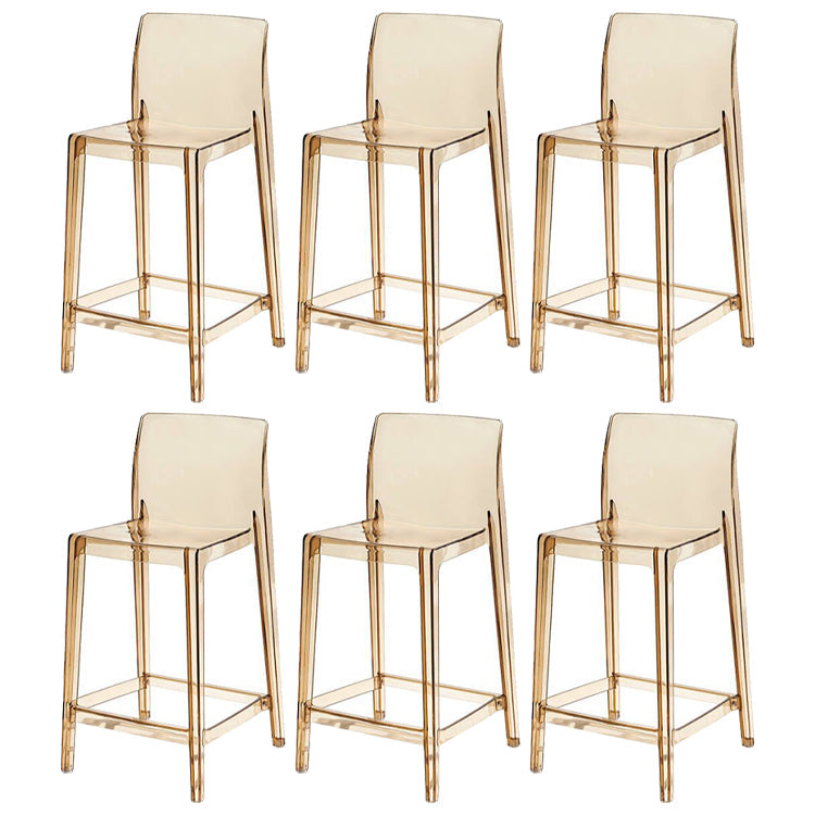 Contemporary Acrylic Counter Chair Low Back Indoor Bar Stools Khaki 6 Piece Set Counter Stool(26"H) Clearhalo 'Bar Furniture' 'Bar Stools' 'bar_stools' 'furn' 'furn_bar_stools' 'Furniture' 'Kitchen & Dining Furniture' 7499998