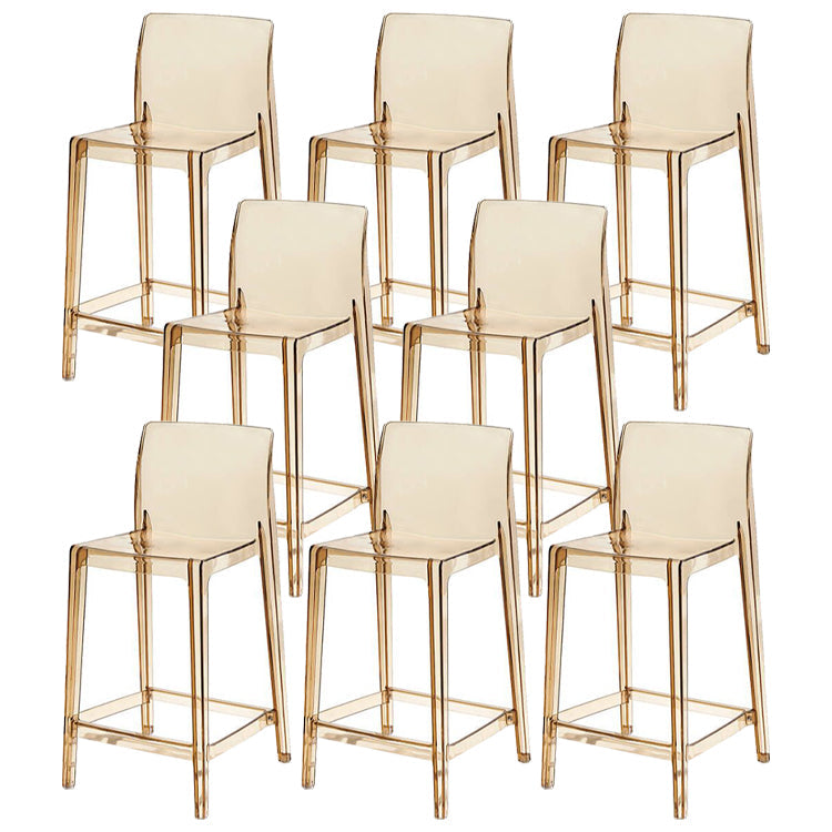 Contemporary Acrylic Counter Chair Low Back Indoor Bar Stools Khaki 8 Piece Set Counter Stool(26"H) Clearhalo 'Bar Furniture' 'Bar Stools' 'bar_stools' 'furn' 'furn_bar_stools' 'Furniture' 'Kitchen & Dining Furniture' 7499999