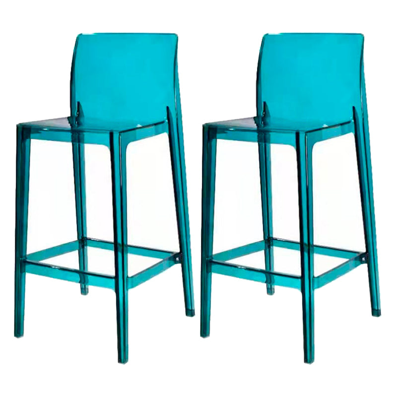 Contemporary Acrylic Counter Chair Low Back Indoor Bar Stools Lake Blue 2 Piece Set Counter Stool(26"H) Clearhalo 'Bar Furniture' 'Bar Stools' 'bar_stools' 'furn' 'furn_bar_stools' 'Furniture' 'Kitchen & Dining Furniture' 7500001