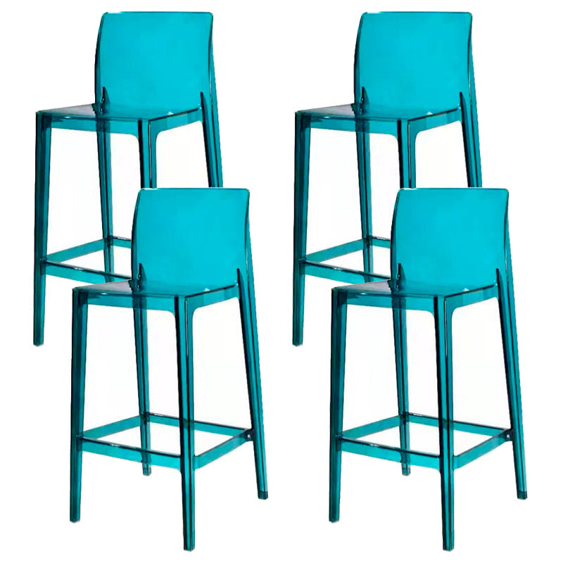 Contemporary Acrylic Counter Chair Low Back Indoor Bar Stools Lake Blue 4 Piece Set Counter Stool(26"H) Clearhalo 'Bar Furniture' 'Bar Stools' 'bar_stools' 'furn' 'furn_bar_stools' 'Furniture' 'Kitchen & Dining Furniture' 7500002