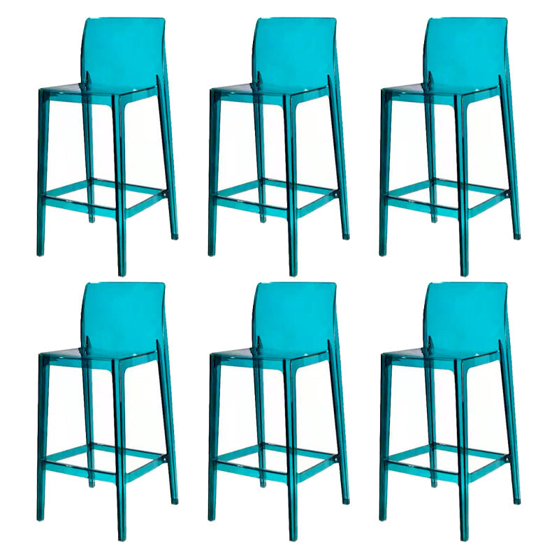 Contemporary Acrylic Counter Chair Low Back Indoor Bar Stools Lake Blue 6 Piece Set Counter Stool(26"H) Clearhalo 'Bar Furniture' 'Bar Stools' 'bar_stools' 'furn' 'furn_bar_stools' 'Furniture' 'Kitchen & Dining Furniture' 7500003