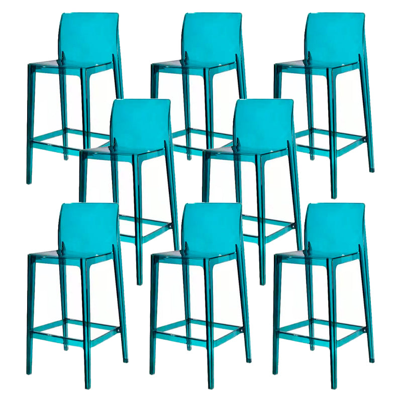 Contemporary Acrylic Counter Chair Low Back Indoor Bar Stools Lake Blue 8 Piece Set Counter Stool(26"H) Clearhalo 'Bar Furniture' 'Bar Stools' 'bar_stools' 'furn' 'furn_bar_stools' 'Furniture' 'Kitchen & Dining Furniture' 7500004