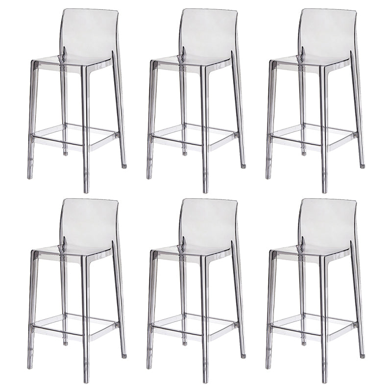 Contemporary Acrylic Counter Chair Low Back Indoor Bar Stools Grey 6 Piece Set Bar Stool(30"H) Clearhalo 'Bar Furniture' 'Bar Stools' 'bar_stools' 'furn' 'furn_bar_stools' 'Furniture' 'Kitchen & Dining Furniture' 7500008