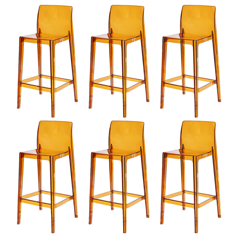 Contemporary Acrylic Counter Chair Low Back Indoor Bar Stools Brown 6 Piece Set Bar Stool(30"H) Clearhalo 'Bar Furniture' 'Bar Stools' 'bar_stools' 'furn' 'furn_bar_stools' 'Furniture' 'Kitchen & Dining Furniture' 7500013