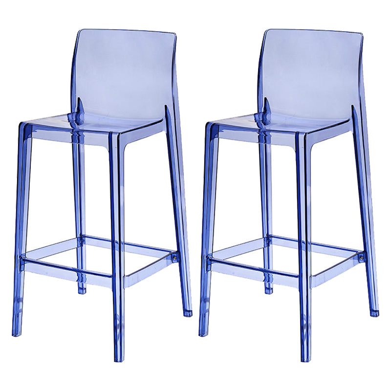 Contemporary Acrylic Counter Chair Low Back Indoor Bar Stools Blue 2 Piece Set Bar Stool(30"H) Clearhalo 'Bar Furniture' 'Bar Stools' 'bar_stools' 'furn' 'furn_bar_stools' 'Furniture' 'Kitchen & Dining Furniture' 7500016
