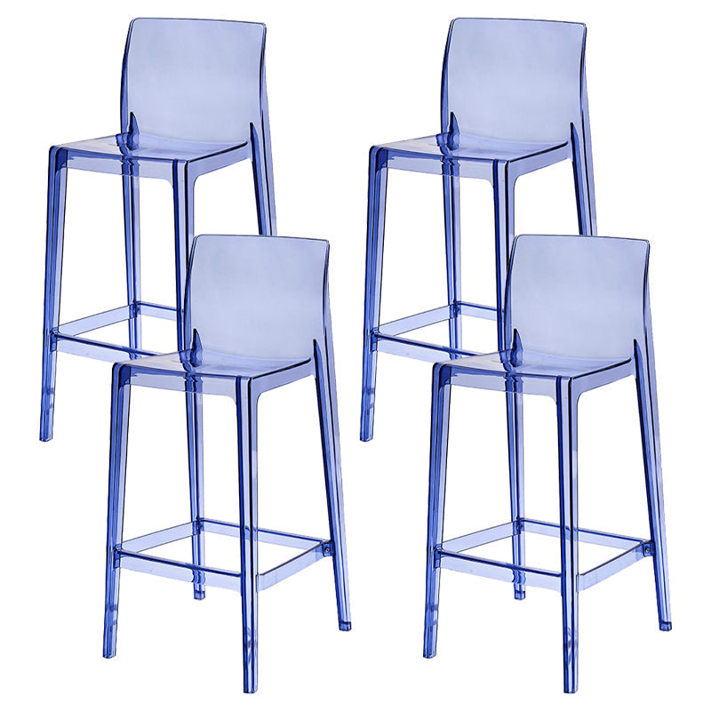 Contemporary Acrylic Counter Chair Low Back Indoor Bar Stools Blue 4 Piece Set Bar Stool(30"H) Clearhalo 'Bar Furniture' 'Bar Stools' 'bar_stools' 'furn' 'furn_bar_stools' 'Furniture' 'Kitchen & Dining Furniture' 7500017