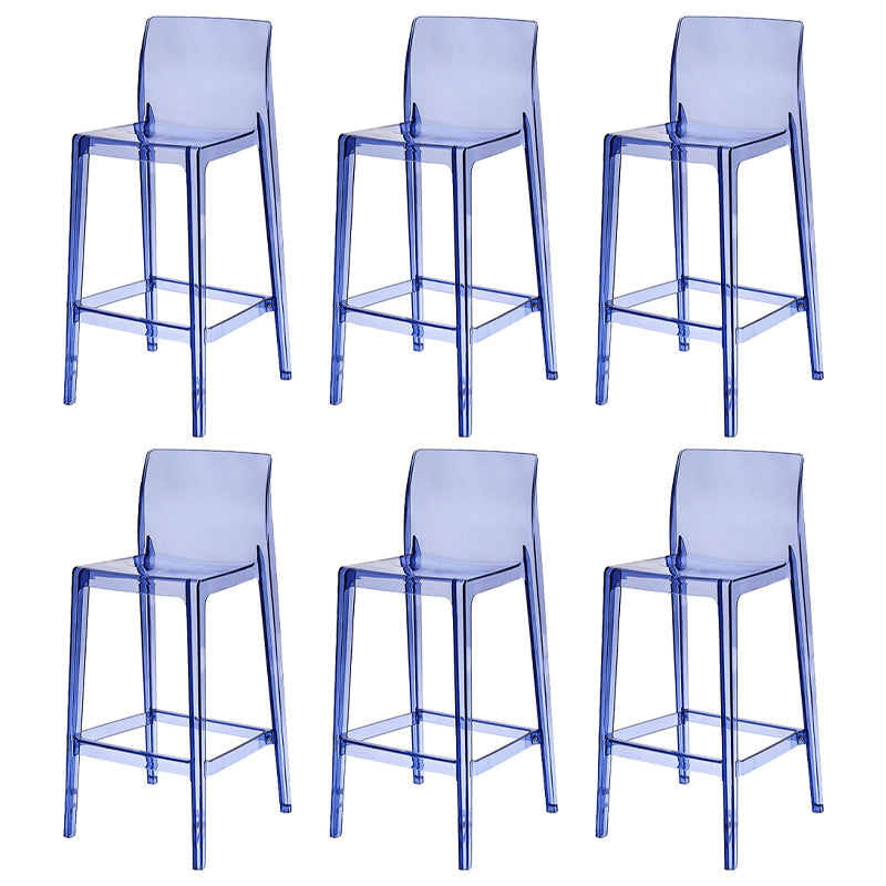 Contemporary Acrylic Counter Chair Low Back Indoor Bar Stools Blue 6 Piece Set Bar Stool(30"H) Clearhalo 'Bar Furniture' 'Bar Stools' 'bar_stools' 'furn' 'furn_bar_stools' 'Furniture' 'Kitchen & Dining Furniture' 7500018