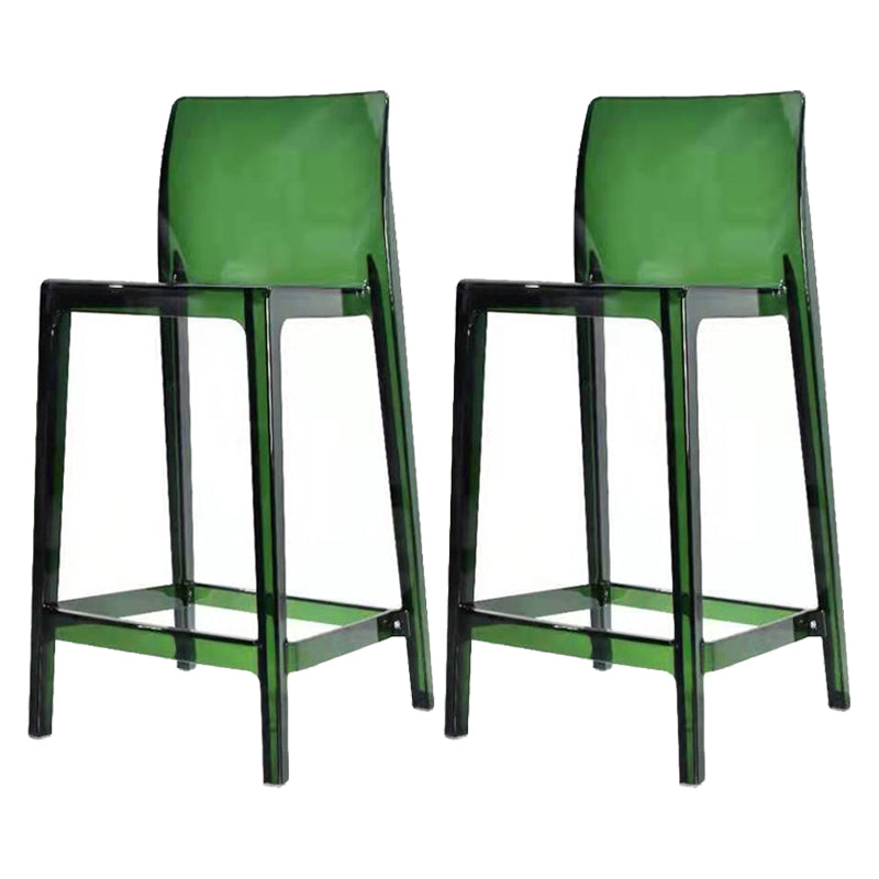 Contemporary Acrylic Counter Chair Low Back Indoor Bar Stools Green 2 Piece Set Bar Stool(30"H) Clearhalo 'Bar Furniture' 'Bar Stools' 'bar_stools' 'furn' 'furn_bar_stools' 'Furniture' 'Kitchen & Dining Furniture' 7500021