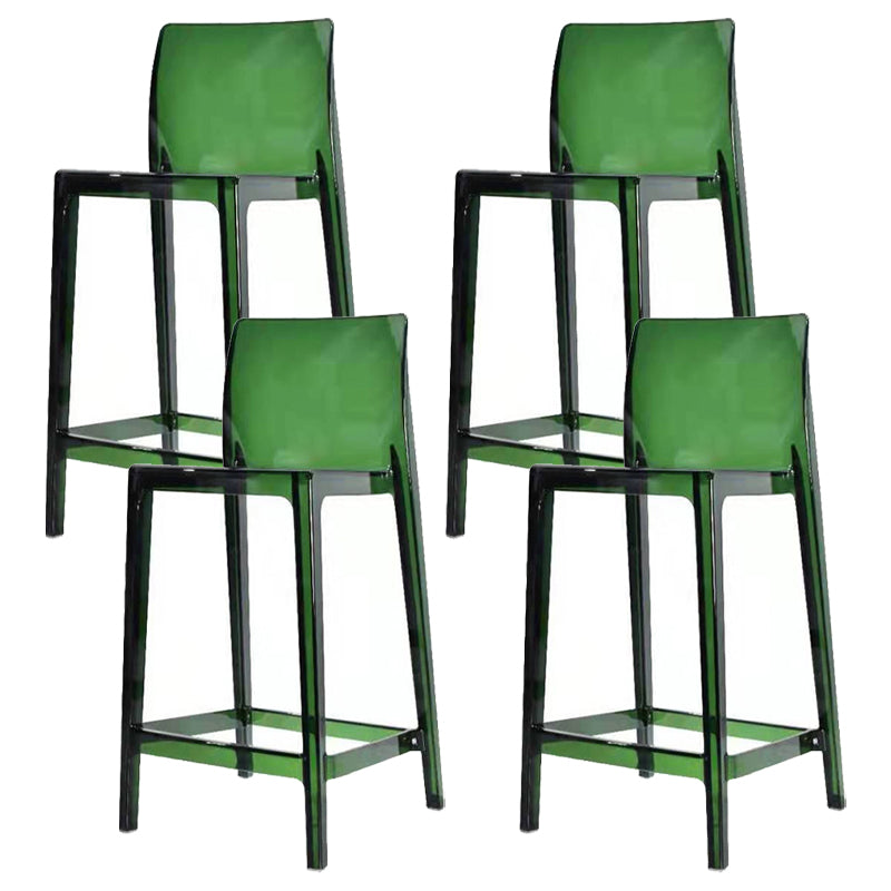 Contemporary Acrylic Counter Chair Low Back Indoor Bar Stools Green 4 Piece Set Bar Stool(30"H) Clearhalo 'Bar Furniture' 'Bar Stools' 'bar_stools' 'furn' 'furn_bar_stools' 'Furniture' 'Kitchen & Dining Furniture' 7500022