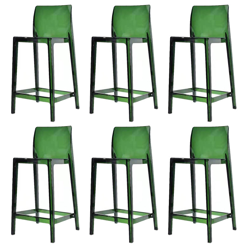 Contemporary Acrylic Counter Chair Low Back Indoor Bar Stools Green 6 Piece Set Bar Stool(30"H) Clearhalo 'Bar Furniture' 'Bar Stools' 'bar_stools' 'furn' 'furn_bar_stools' 'Furniture' 'Kitchen & Dining Furniture' 7500023