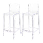 Contemporary Acrylic Counter Chair Low Back Indoor Bar Stools Clear 2 Piece Set Bar Stool(30"H) Clearhalo 'Bar Furniture' 'Bar Stools' 'bar_stools' 'furn' 'furn_bar_stools' 'Furniture' 'Kitchen & Dining Furniture' 7500026