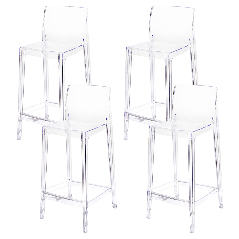 Contemporary Acrylic Counter Chair Low Back Indoor Bar Stools Clear 4 Piece Set Bar Stool(30"H) Clearhalo 'Bar Furniture' 'Bar Stools' 'bar_stools' 'furn' 'furn_bar_stools' 'Furniture' 'Kitchen & Dining Furniture' 7500027