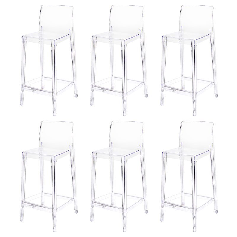 Contemporary Acrylic Counter Chair Low Back Indoor Bar Stools Clear 6 Piece Set Bar Stool(30"H) Clearhalo 'Bar Furniture' 'Bar Stools' 'bar_stools' 'furn' 'furn_bar_stools' 'Furniture' 'Kitchen & Dining Furniture' 7500028