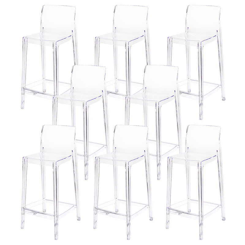 Contemporary Acrylic Counter Chair Low Back Indoor Bar Stools Clear 8 Piece Set Bar Stool(30"H) Clearhalo 'Bar Furniture' 'Bar Stools' 'bar_stools' 'furn' 'furn_bar_stools' 'Furniture' 'Kitchen & Dining Furniture' 7500029