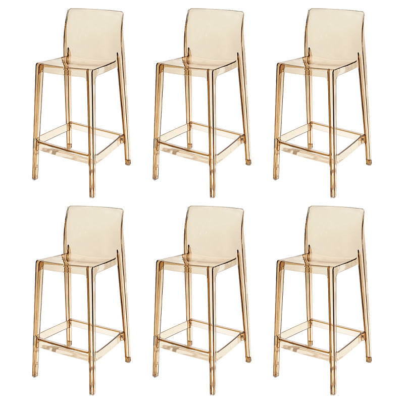 Contemporary Acrylic Counter Chair Low Back Indoor Bar Stools Khaki 6 Piece Set Bar Stool(30"H) Clearhalo 'Bar Furniture' 'Bar Stools' 'bar_stools' 'furn' 'furn_bar_stools' 'Furniture' 'Kitchen & Dining Furniture' 7500033