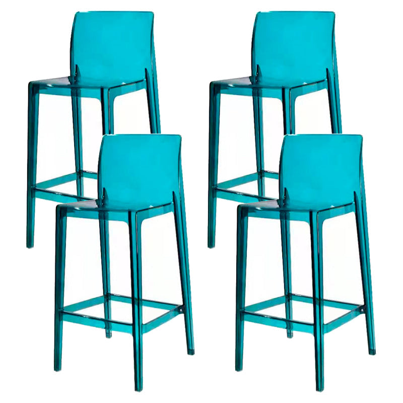 Contemporary Acrylic Counter Chair Low Back Indoor Bar Stools Lake Blue 4 Piece Set Bar Stool(30"H) Clearhalo 'Bar Furniture' 'Bar Stools' 'bar_stools' 'furn' 'furn_bar_stools' 'Furniture' 'Kitchen & Dining Furniture' 7500037