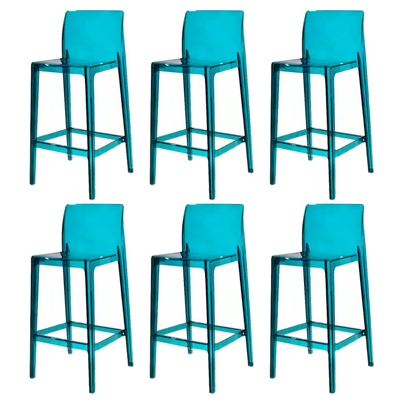 Contemporary Acrylic Counter Chair Low Back Indoor Bar Stools Lake Blue 6 Piece Set Bar Stool(30"H) Clearhalo 'Bar Furniture' 'Bar Stools' 'bar_stools' 'furn' 'furn_bar_stools' 'Furniture' 'Kitchen & Dining Furniture' 7500038